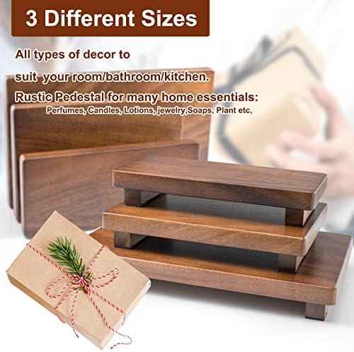 Walnut Wood Pedestal Stand for Soap Candles Jewelry Display