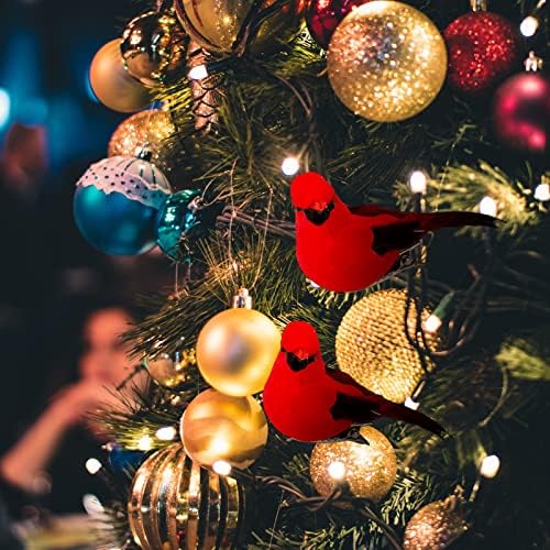 Berfutall Red Cardinal Clip On Christmas Ornament - Set of 12