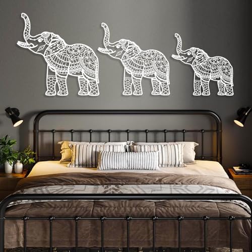 Cadeali Elephant Metal Wall Art Set of 3