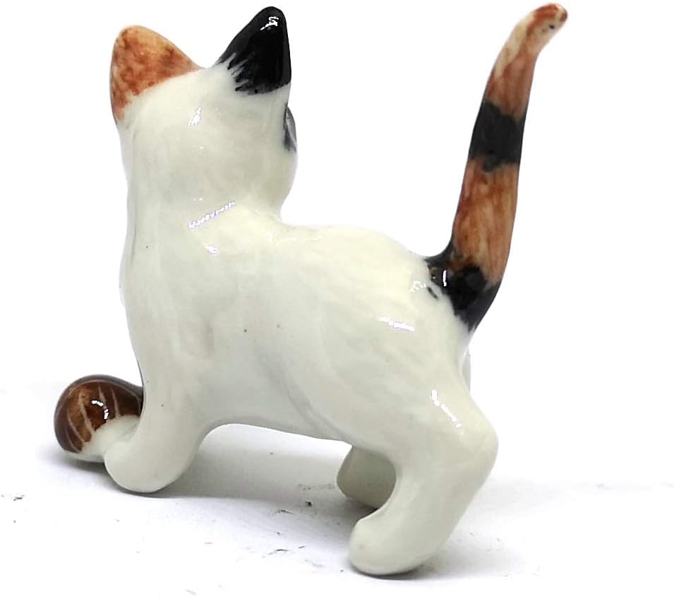 ZOOCRAFT Ceramic Figurine Cat with Ball Handmade Miniature Collectible Porcelain Standing 1
