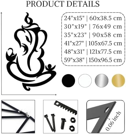 Ganesha Metal Wall Art Gold 59x38 Inch