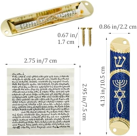 MrMrKura Blue Mezuzah with Scroll for Door Frame