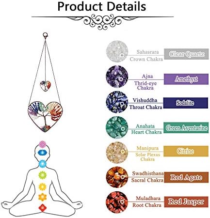 JOVIVI Double Heart Tree of Life Healing Crystal Wall Hanger
