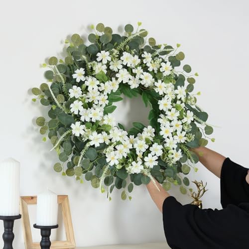 26 Inch Daisy Eucalyptus Wreath for Front Door