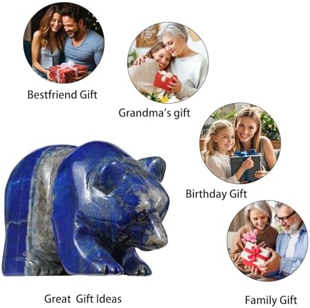 3 Inch Bear Figurine Hand Carved Lapis Lazuli Home Decor