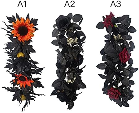 Belupai 24in Black Halloween Floral Swag