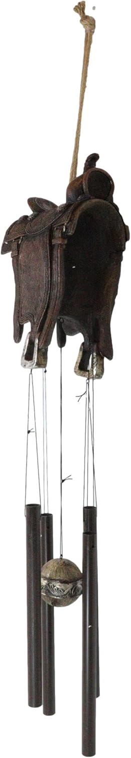 Ebros Gift Rustic Horse Saddle Wind Chime Decor