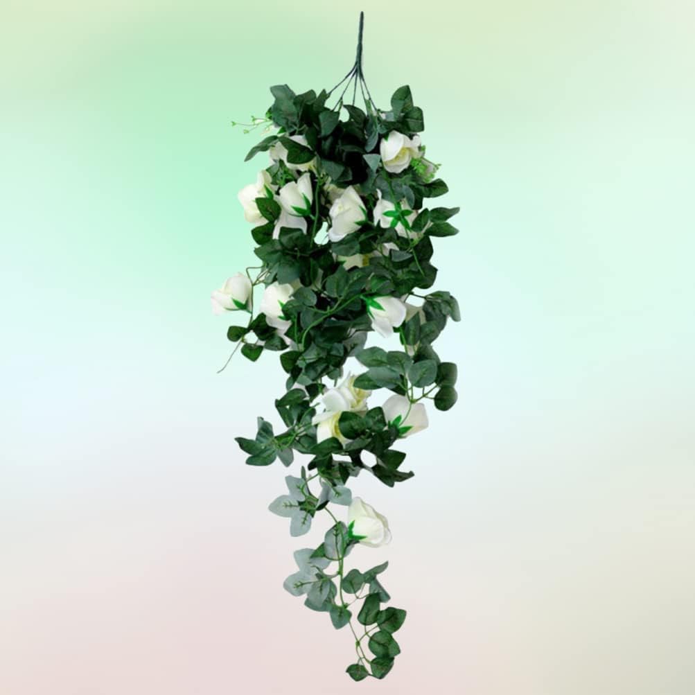 Lindagary White Artificial Rose Flower Swag Garland