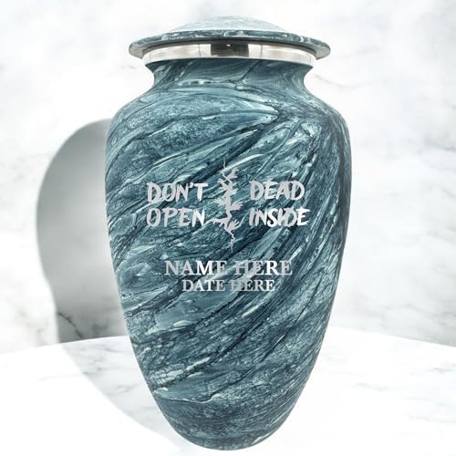 Custom Large Cremation Urn with Name and Design Blue