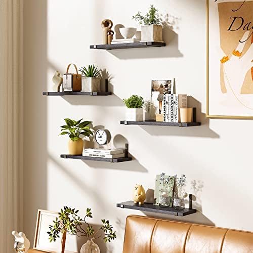 Fixwal Floating Shelves Set of 5 Black Wall Shelves