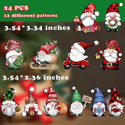 24 Piece Christmas Gnome Wooden Hanging Ornaments