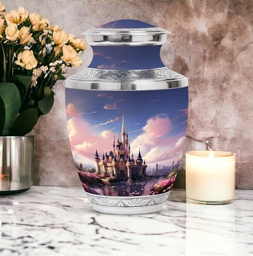 The Castle By The Blooming River - 10 Inch Adult Urn For Ashes