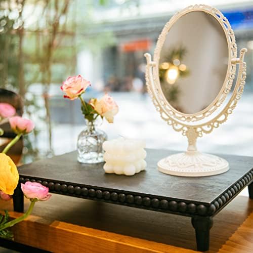 GENMOUS Farmhouse Wood Display Stand 3-Tier Beaded Pedestal