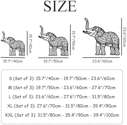 Cadeali Elephant Metal Wall Art Set of 3