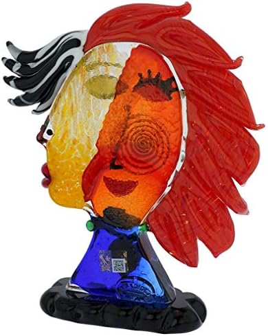 GlassOfVenice Murano Glass Picasso Woman Head with Red Hair