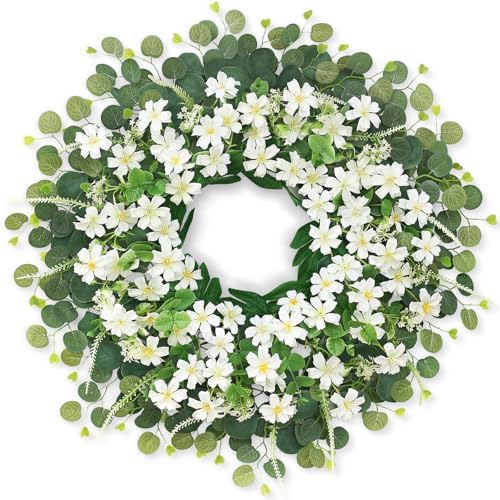 26 Inch Daisy Eucalyptus Wreath for Front Door