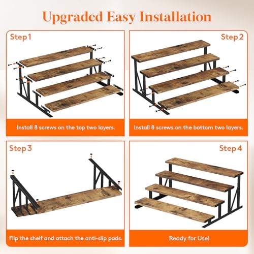 Lifewit 4 Tier Wooden Display Riser with Metal Stand