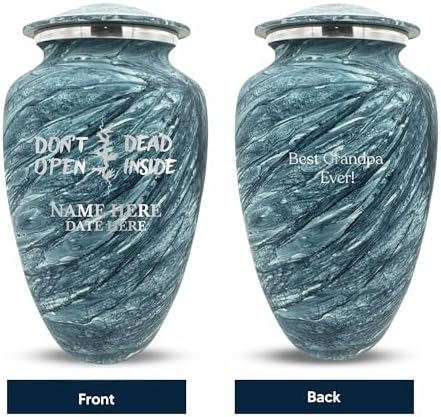 Custom Large Cremation Urn with Name and Design Blue