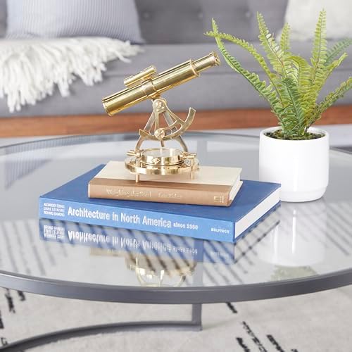 Deco 79 Metal Telescope with Compass Base