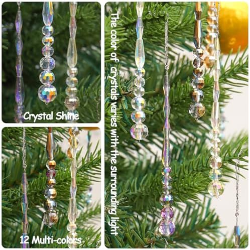 12pcs Crystal Icicle Christmas Ornaments Multicolor