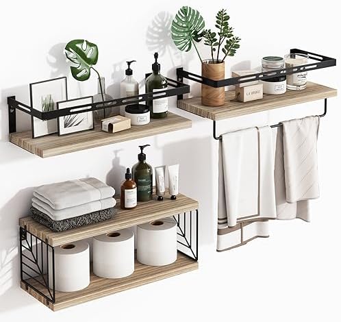 Fixwal 31 Floating Wall Shelf with Towel Bar