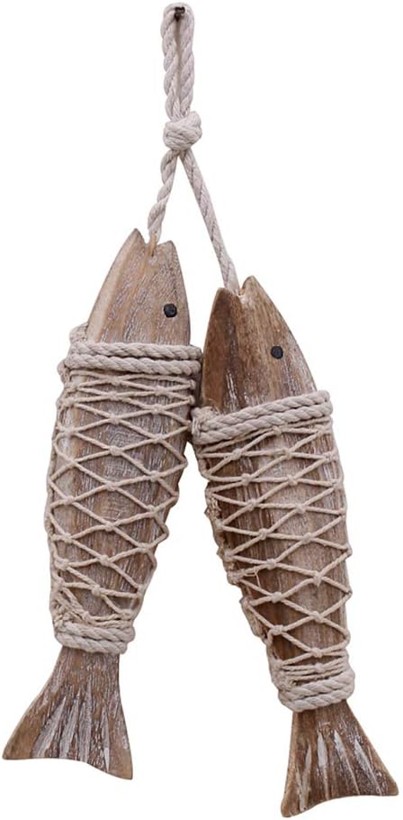 Antique Wood Fish Wall Hanging Decor Sculpture