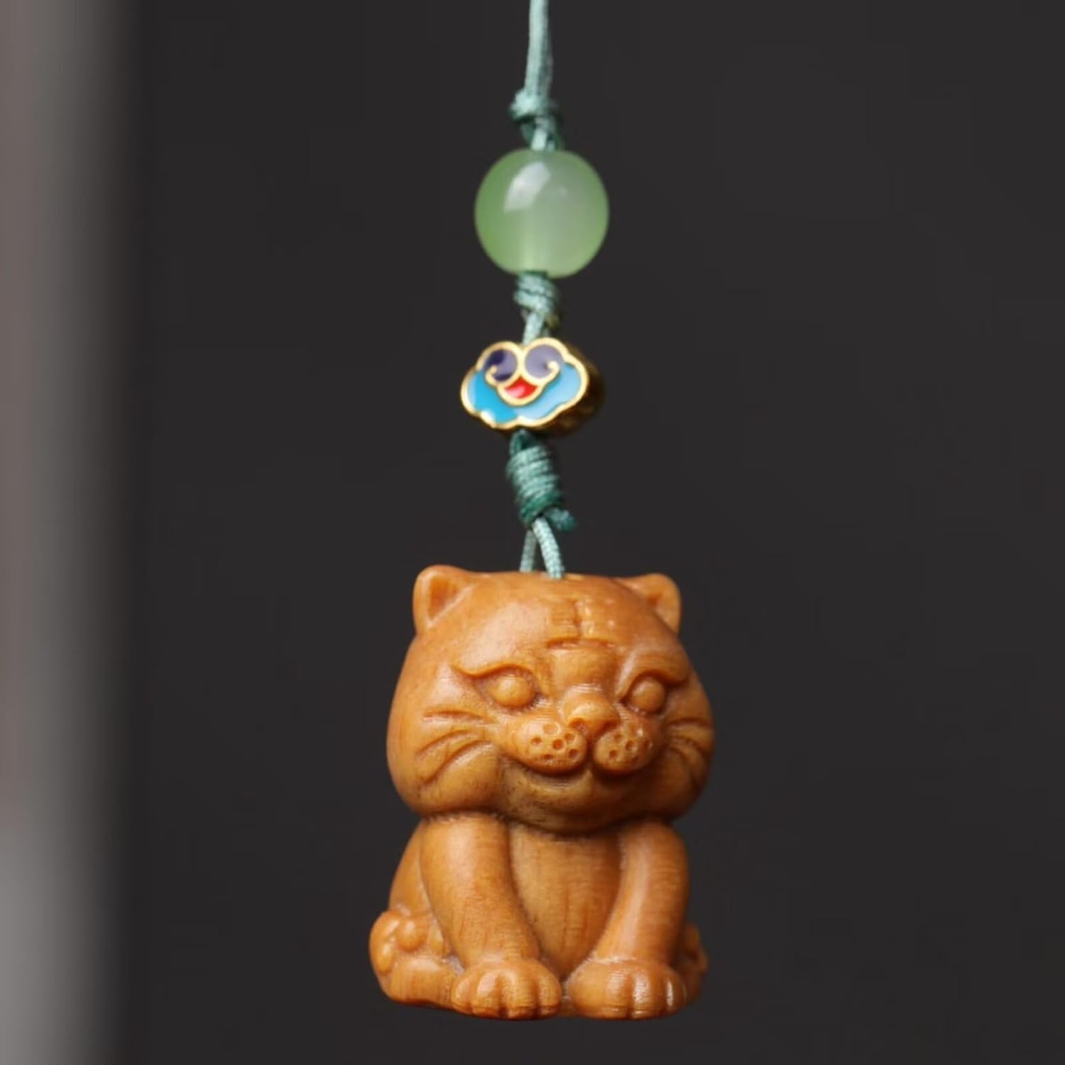Tiger Wood Carving Home Decor Keychain Mobile