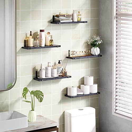 Fixwal Floating Shelves Set of 5 Black Wall Shelves
