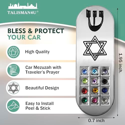 Protection Car Mezuzah with Prayer Scroll Star Of David Hoshen Stones from Israel