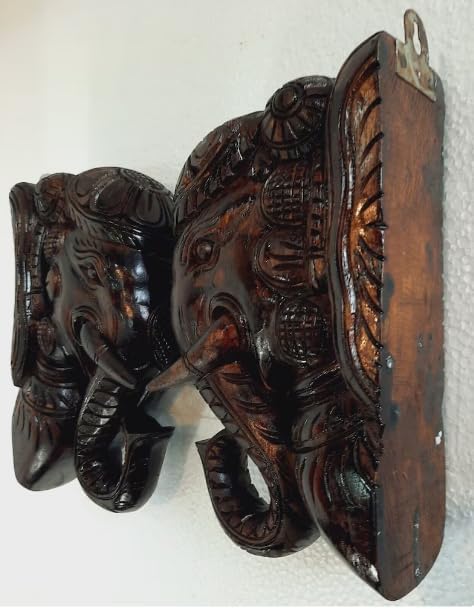 Blackperlcrafts 2 Pcs Big Elephant Statue Wooden Wall Bracket Decor