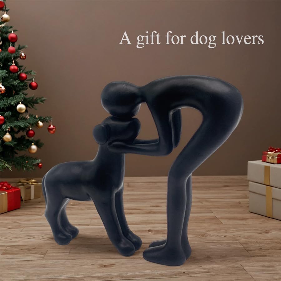 Human and Dog Statue Home Decor Ornament