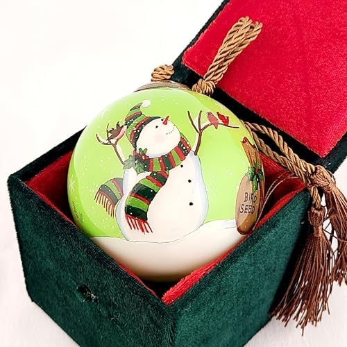 Snowman Feeding Birds LiBien Glass Collectible