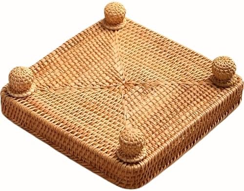 i-lan 9 Inch Square Rattan Riser Stand for Display