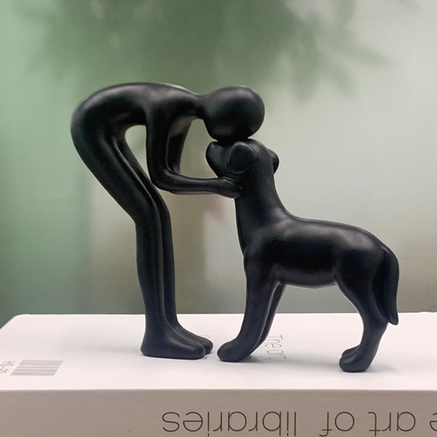 Human and Dog Statue Home Decor Ornament