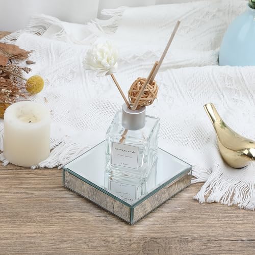 Hipiwe 2Pcs Square Mirrored Display Risers Stand