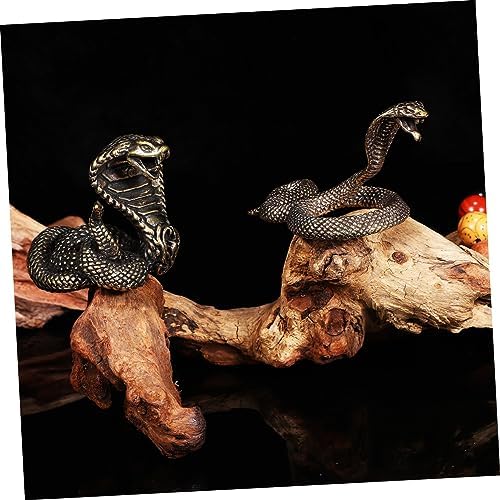 Wakauto 2pcs Brass Snake Figurine Realistic Decor