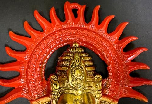 Ganesha Wall Hanging Decor 8 Inch Brass Temple Sculpture