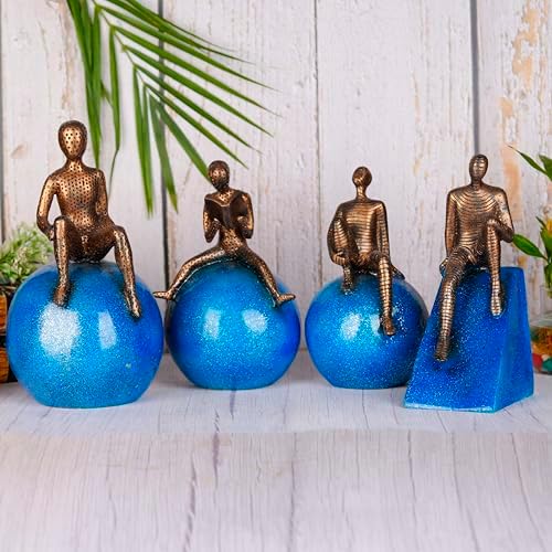 Ruchita Global Abstract Resin Man Sitting Ball Figurine Set of 4