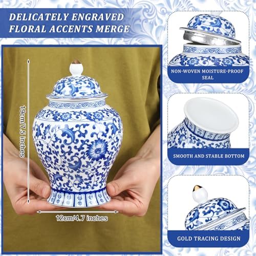 Small Blue Ceramic Cremation Urn for Adult Ashes Decoration