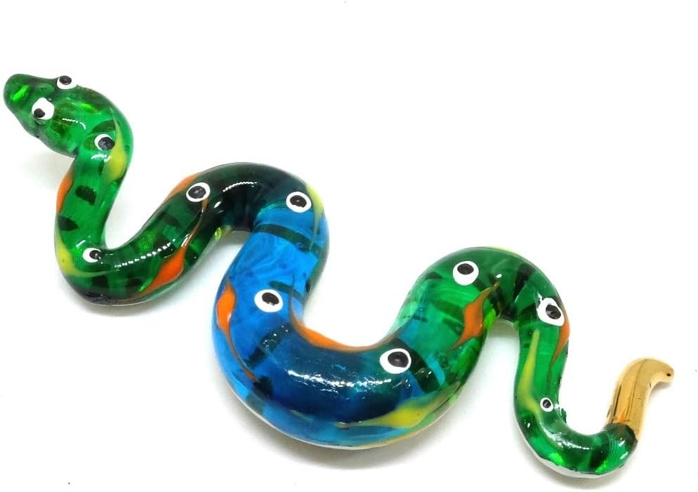 Handmade 3 Inch Blown Glass Fantasy Ball Python Snake Figurine