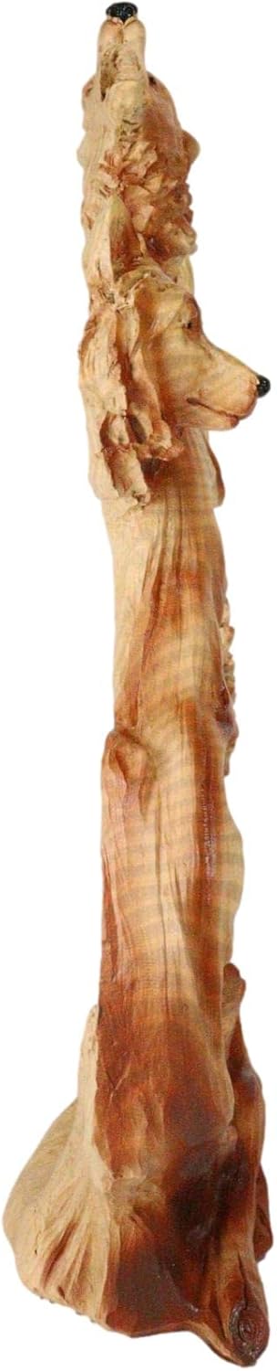 Ebros Gift Nature Rustic Faux Wood Howling Wolf Family Sculpture
