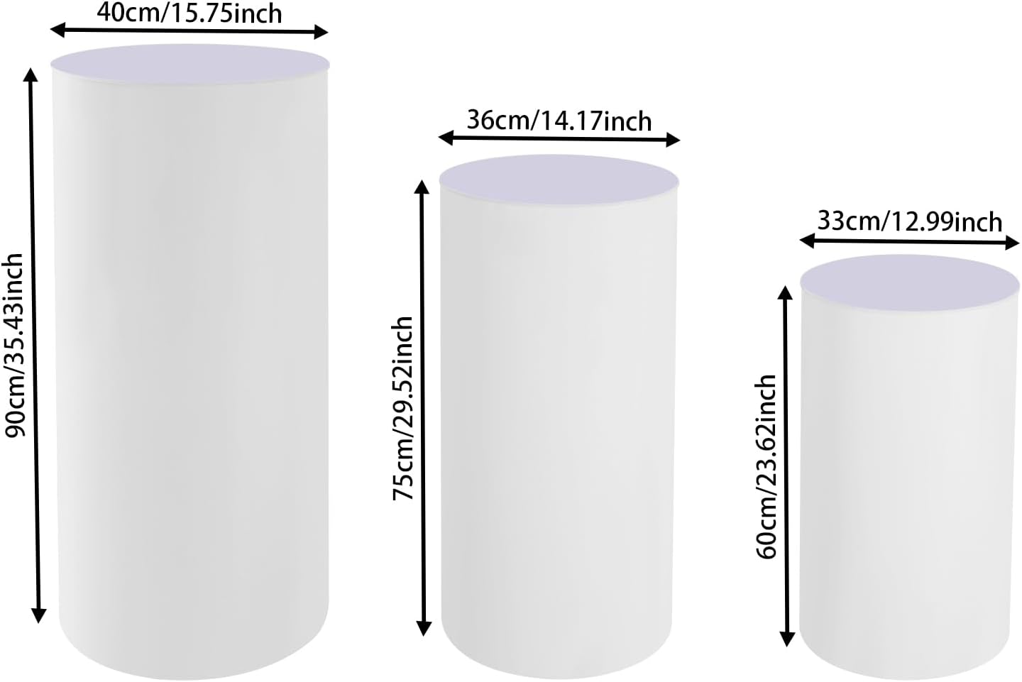 3Pcs Cylinder Pedestal Stands for Wedding and Party Decor