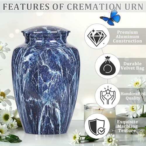 Premium Blue Marble Urn for Human Ashes