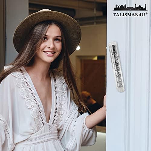 Talisman4u Jerusalem Clear Mezuzah Case with Scroll Silver Ornament