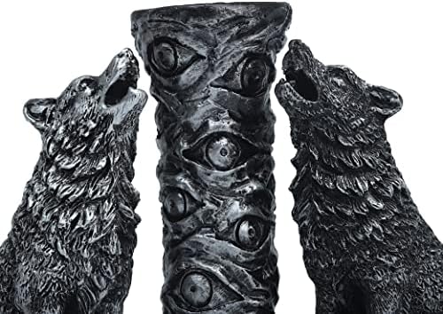 Two Silver Wolves Figurine with Crystal Base Holder