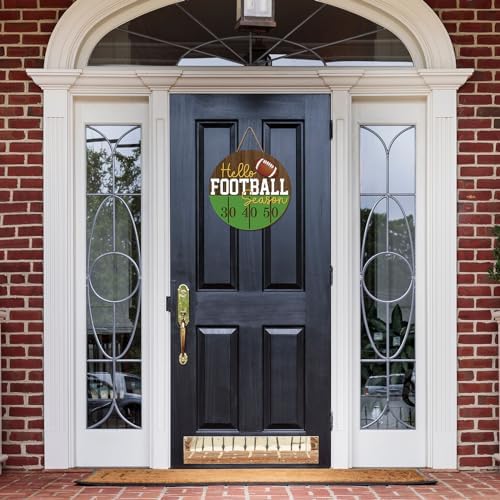 Whaline Football Wooden Wall Sign Hello Football Season Decor