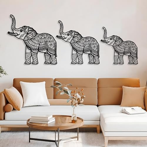 Cadeali Elephant Metal Wall Art Set of 3