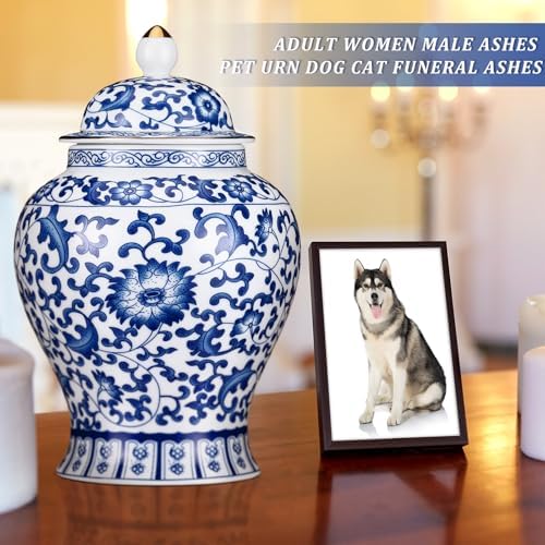 Small Blue Ceramic Cremation Urn for Adult Ashes Decoration