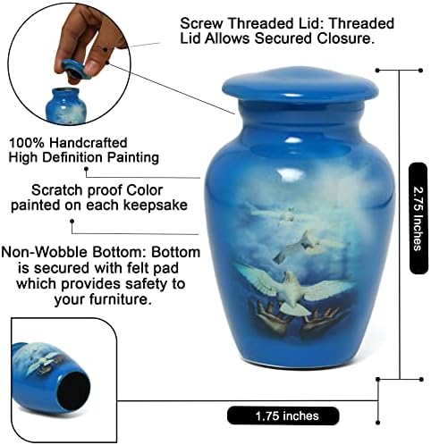 Serenity Dove Painted Mini Cremation Urn - Small Keepsake