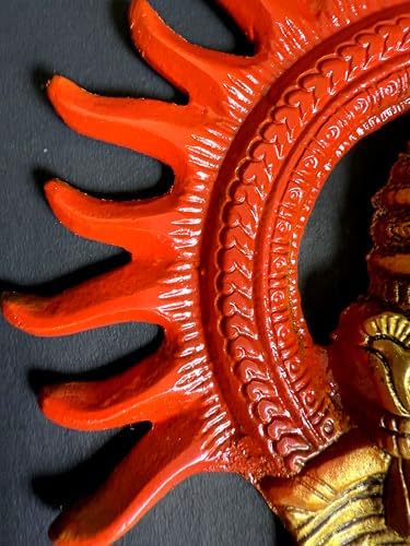 Ganesha Wall Hanging Decor 8 Inch Brass Temple Sculpture